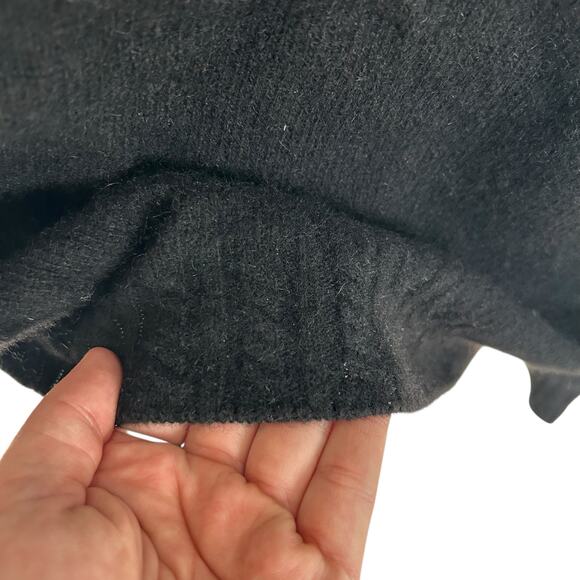 Vintage Black Lambs Wool Cardigan Sweater Womens Sz Medium Gold Button Angora - Picture 8 of 16